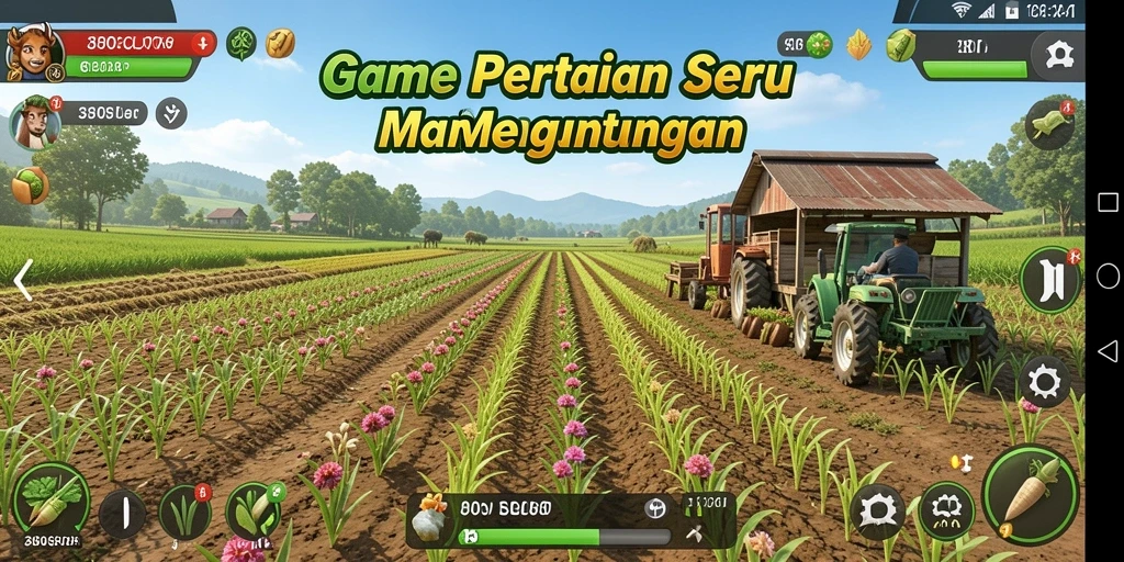 Tampilan gameplay seru di 380SLOT dengan pertanian warna-warni.