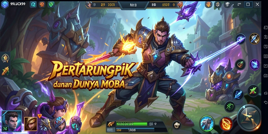 Tampilan pertarungan seru dalam game MOBA 99LUCK99.