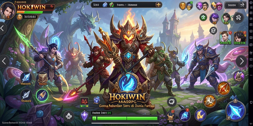Screenshot HOKIWIN menampilkan aksi seru di dunia MMORPG.