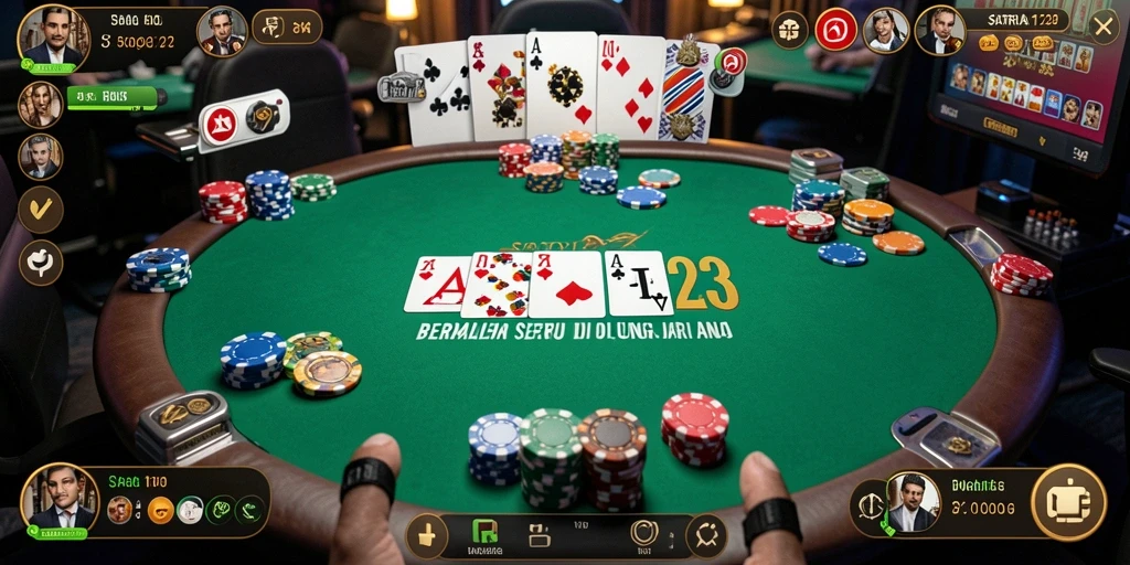 Screenshot gameplay Poker menunjukkan keseruan saat bermain SATRIA123.